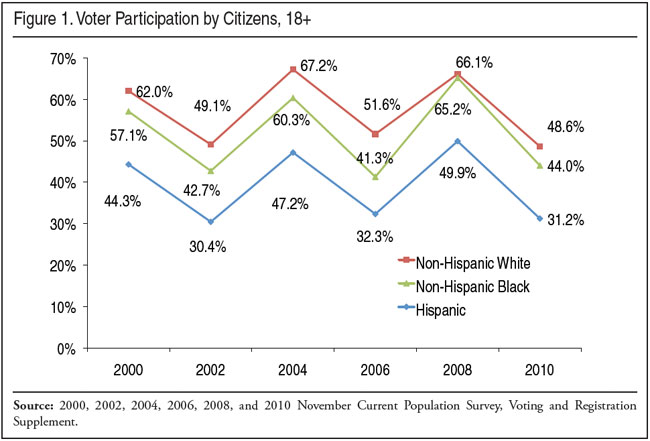 Graph: Voter Participation by Citizens, 2000 to 2010
