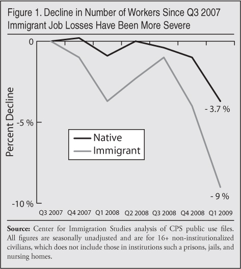 Graph: Decline in Number of Workers Since Q3 2007 Immigrant Job Losses Have Been More Severe