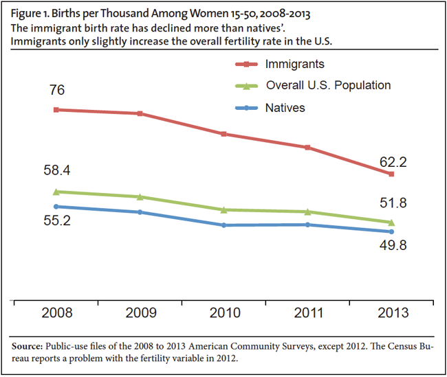 Graph: Births per Thousand Amoung Women15-50, 2008-2013