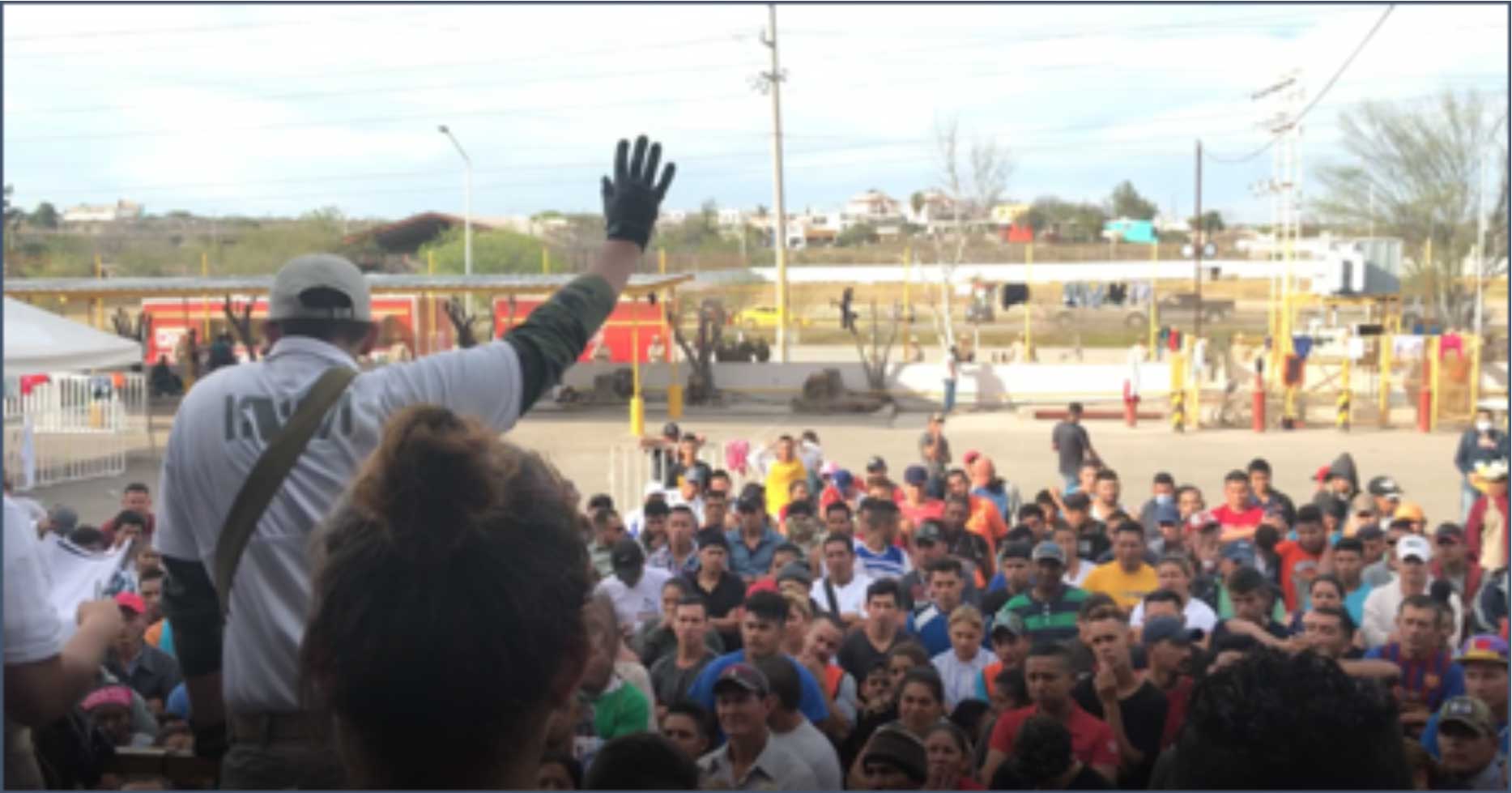 caravan participants in Piedras Negras Mexico near the Texas border in February 2019