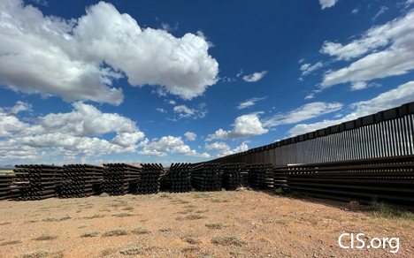 Stockpile of abandoned fencing materials west of Columbus New Mexico
