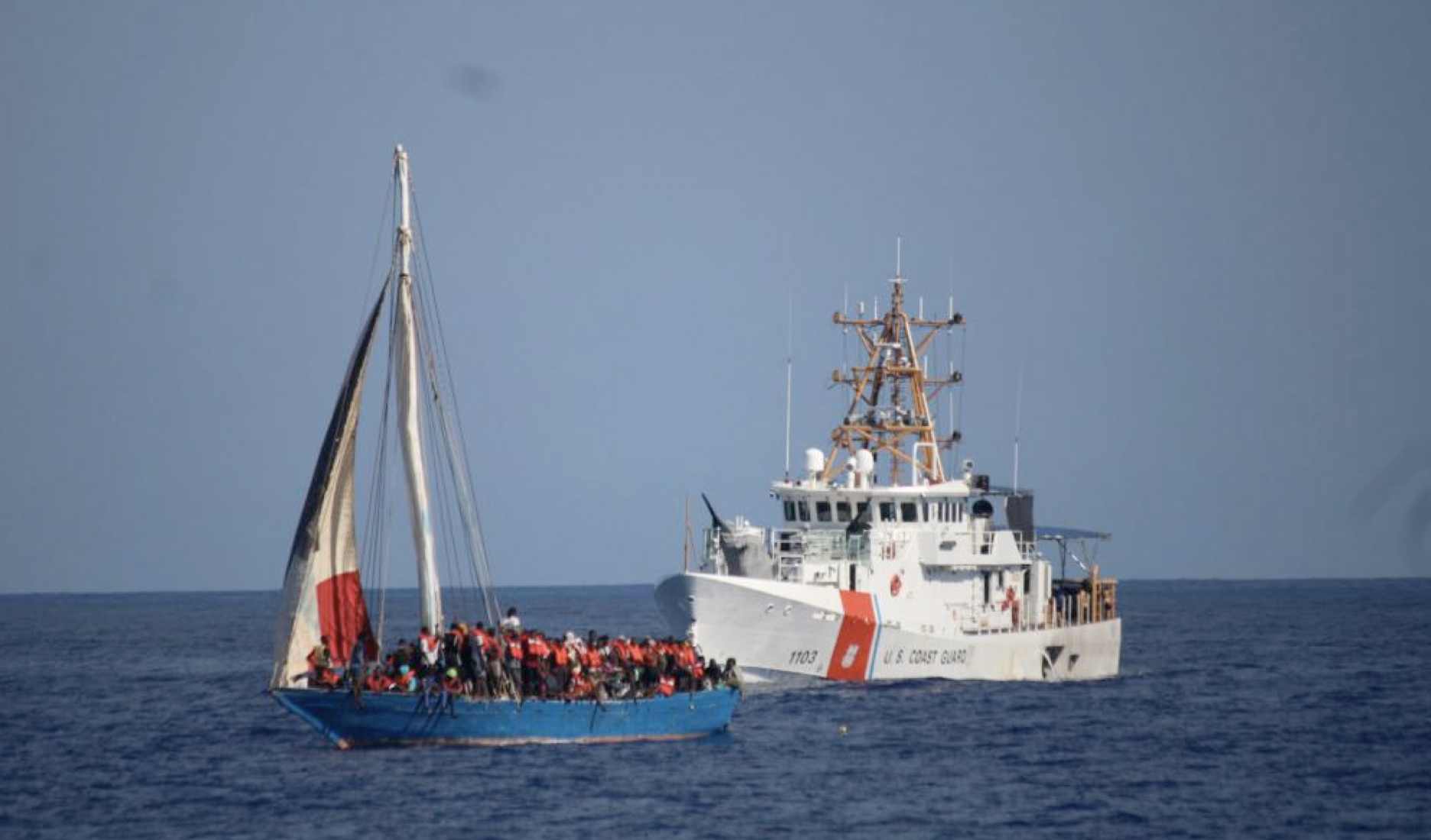 A U.S. Coast Guard vessel filled with Hatian Migrants, January 31, 2023. Photo by U.S. Coast Guard.