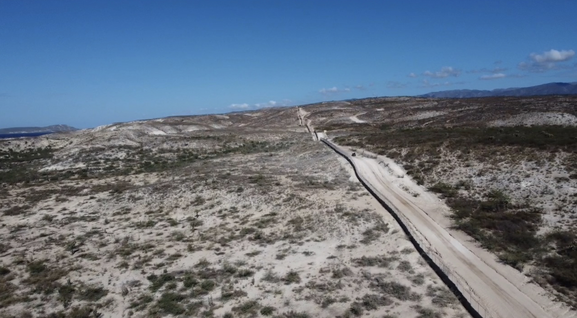 A drone view of the U.S.-Mexico border. Photo by Chuck Holton.
